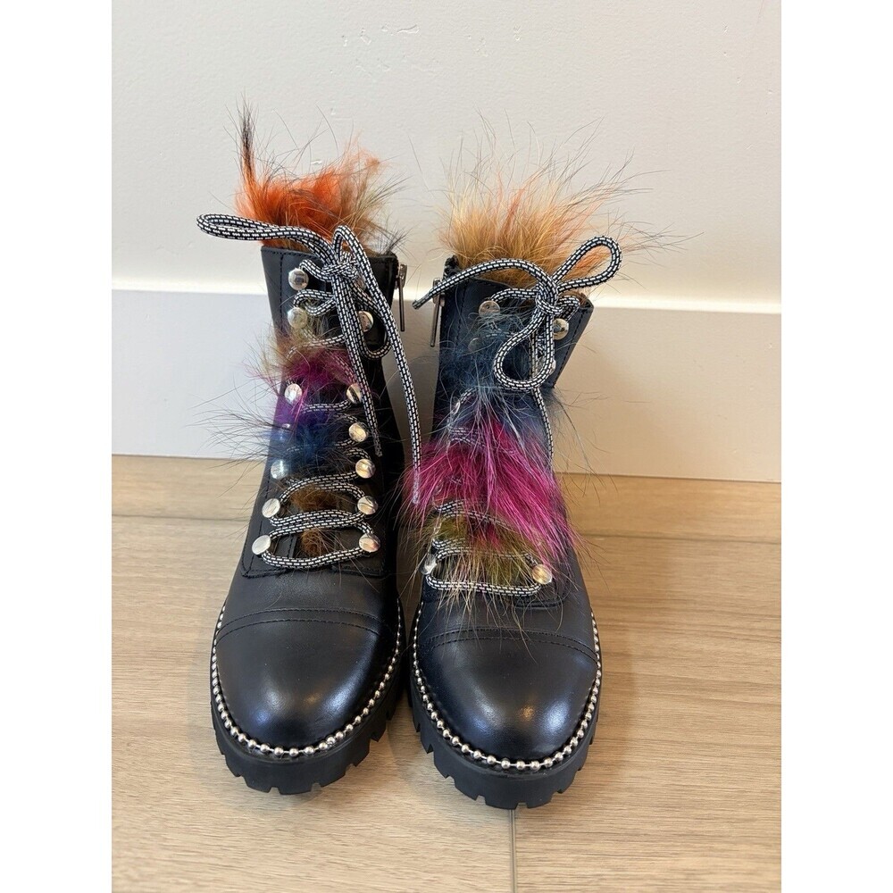New! CECELIA NEW YORK TREKKER Anthropologie Size 6.5 Black Leather Moto Boots
